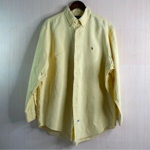 Ralph Lauren Long Sleeve 100% Cotton Button Down Oxford Shirt Yellow Size 17 1/2